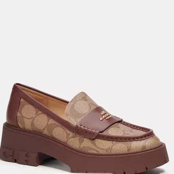 Coach Brown and Tan Patterned Loafers - Picture 1 of 3